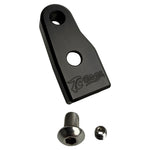 The TC Bros. Pro Series Easy Shift Lever Extension for Harley-Davidson Big Twin—Twin Cam includes silver and black metal brackets with threaded holes, engraved logos, and screws. Fits Touring, Dyna, and Softail models.