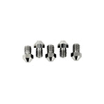 Five TC Bros. Replacement Stainless Steel Cleats for Footpegs and Footboards are arranged in a circular pattern on a white background.