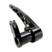 The TC Bros. Pro Series Truss Brake Pedal Arm for 2014-Up Harley-Davidson Touring is shown here in disassembled form, including the black metal pedal arm, matching mounting bracket, and a single screw—all displayed against a white background. Perfect for customizing your Touring/Bagger motorcycle or upgrading your Harley-Davidson with this adjustable brake lever setup from TC Bros.