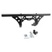 The TC Bros. Front Crash Bar for Harley-Davidson M-8 Softail w/ Mid Controls is a black metal engine guard, shown with mounting hardware—bolts, washers, spacers, and brackets—ideal for added protection on your Softail.