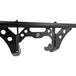 The TC Bros. Front Crash Bar for Harley-Davidson M-8 Softail w/ Mid Controls is a black metal engine guard, shown with mounting hardware—bolts, washers, spacers, and brackets—ideal for added protection on your Softail.