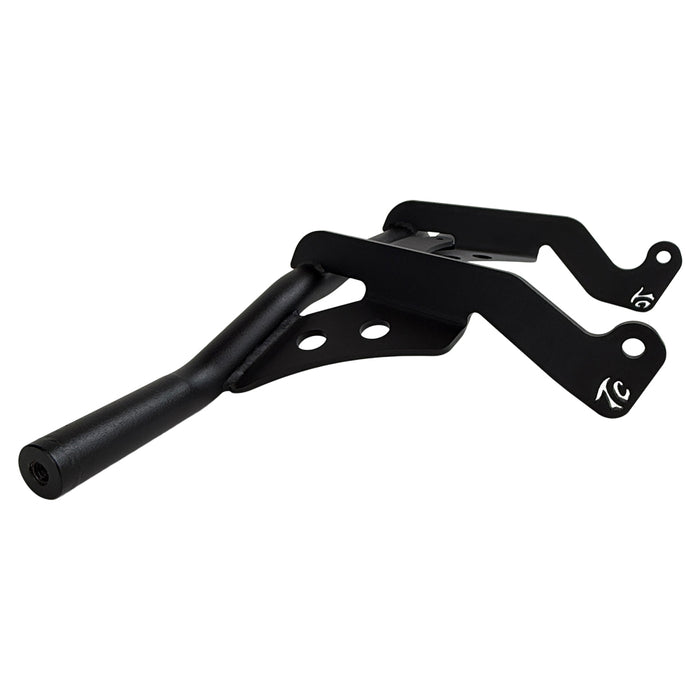 The TC Bros. Front Crash Bar mounting kit for 2014-2023 Harley-Davidson Touring includes bolts and spacers, shown above a motorcycle image—ideal for front engine guard or crash bar installation.