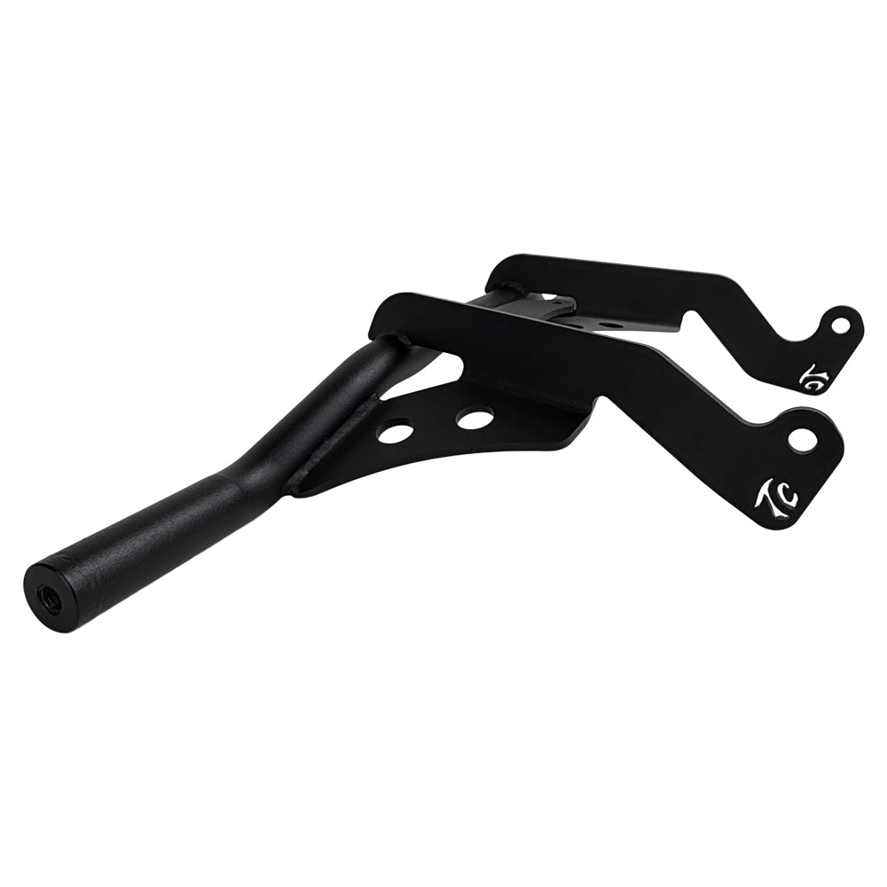 The TC Bros. Front Crash Bar mounting kit for 2014-2023 Harley-Davidson Touring includes bolts and spacers, shown above a motorcycle image—ideal for front engine guard or crash bar installation.