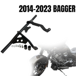 The TC Bros. Front Crash Bar mounting kit for 2014-2023 Harley-Davidson Touring includes bolts and spacers, shown above a motorcycle image—ideal for front engine guard or crash bar installation.
