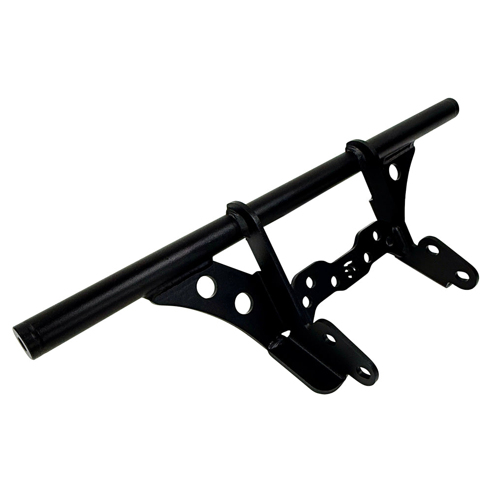 The TC Bros. Front Crash Bar for 2004-2022 Harley-Davidson Sportster features black metal arms and a horizontal bar with multiple mounting holes, offering added crash protection. Shown on a white background. Brand: TC Bros.
