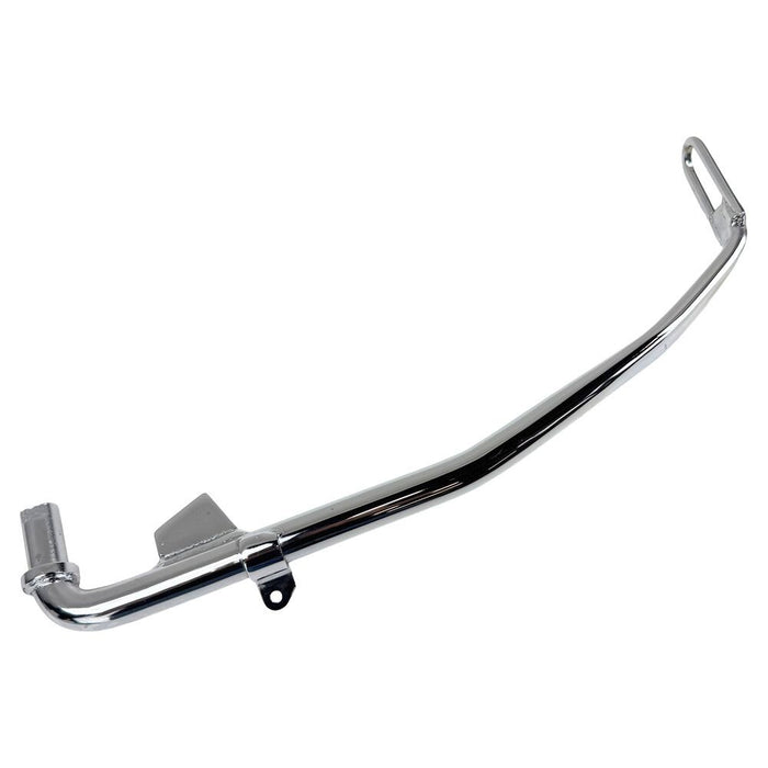 A Moto Iron® Chrome +1" Kickstand 1999-2005 Dyna 12" motorcycle exhaust pipe.