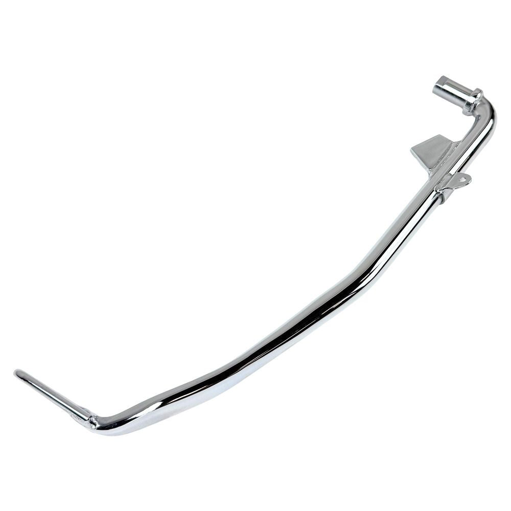 A Moto Iron® Chrome +1" Kickstand 1999-2005 Dyna 12" motorcycle exhaust pipe.