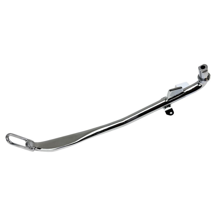 A Moto Iron® Chrome +1" Kickstand 1999-2005 Dyna 12" motorcycle exhaust pipe.