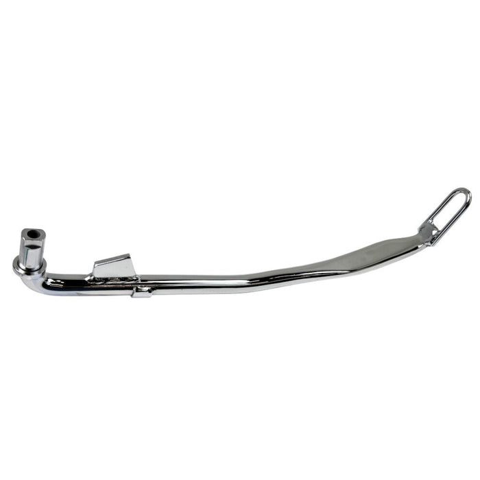 A Moto Iron® Chrome +1" Kickstand 1999-2005 Dyna 12" motorcycle exhaust pipe.