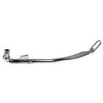 A Moto Iron® Chrome +1" Kickstand 1999-2005 Dyna 12" motorcycle exhaust pipe.