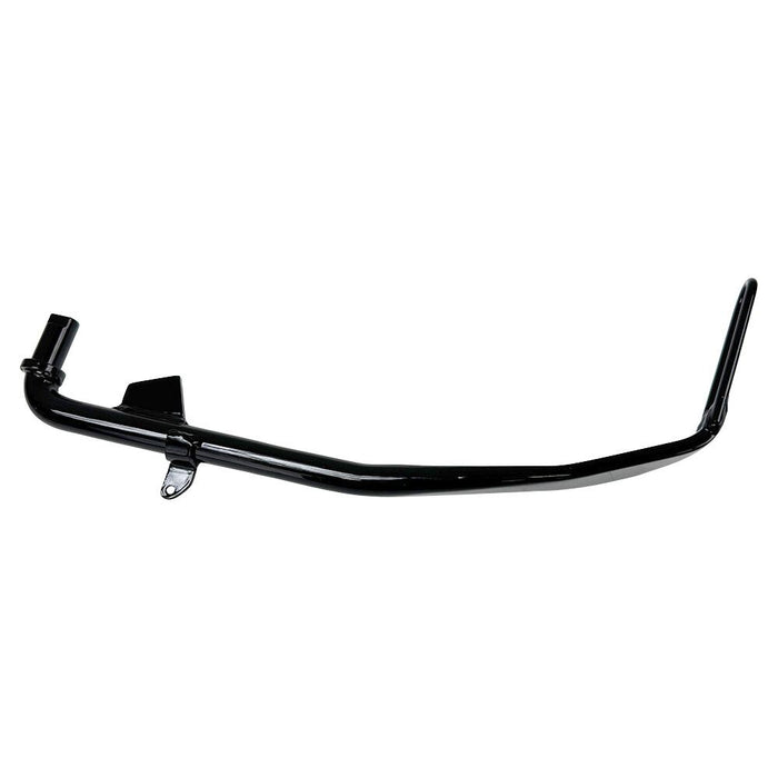 A Moto Iron® black +1" kickstand designed for 2006-2017 Dyna models, accompanied by durable rear shocks and mounting brackets.