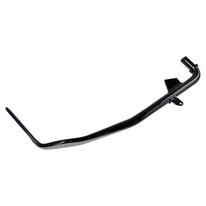 A Moto Iron® black +1" kickstand designed for 2006-2017 Dyna models, accompanied by durable rear shocks and mounting brackets.