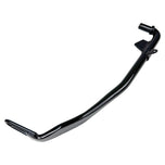 A Black +1" Kickstand by Moto Iron®, designed for a 1999-2005 Dyna 12", is displayed against a white backdrop, highlighting its sleek design similar to high-strength steel exhaust pipes.