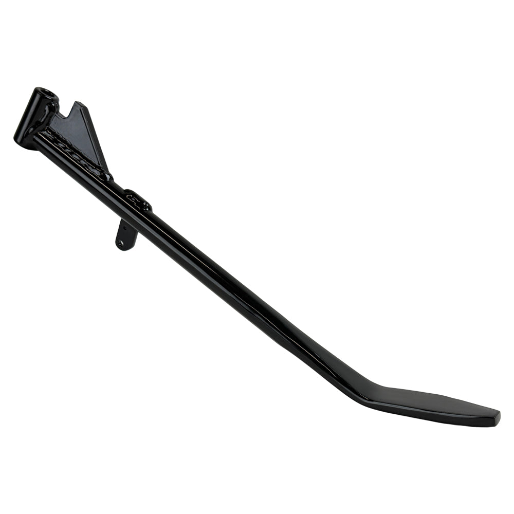 The Moto Iron® Black +1" Kickstand for Harley-Davidson Sportster 1989-2003 is shown against a white background.