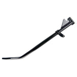 Moto Iron® Black +1" Kickstand for Harley-Davidson Sportster 1989-2003. Features a flat foot, mounting bracket, and extended length—ideal sidestand upgrade. Product shown isolated on white background.