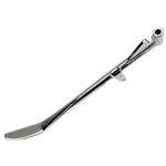 Introducing the Moto Iron® Chrome +1" Kickstand for 1989-2003 Sportster models (excluding Hugger Models)*, crafted from high-strength steel and featuring a durable mounting bracket, ideal for accommodating extended front forks.