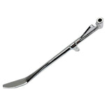 Introducing the Moto Iron® Chrome +1" Kickstand for 1989-2003 Sportster models (excluding Hugger Models)*, crafted from high-strength steel and featuring a durable mounting bracket, ideal for accommodating extended front forks.