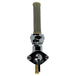 A Moto Iron® straight spigot 13/16" female fuel valve petcock with a brass handle for Harley or aftermarket chopper gas tanks, providing high fuel flow.