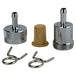 The Moto Iron® 1/4" Chrome High Performance Mini Fuel Filter, featuring barbed hose fittings and two spring hose clamps, is shown on a white background.