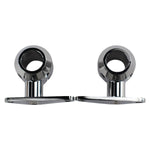 A pair of Moto Iron® chrome wall brackets on a white background.