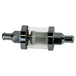 The Moto Iron® 5/16" Inline Glass Mini Fuel Filter features a transparent cylindrical body with metal ends and an internal mesh filter; fits 5/16" fuel lines.