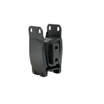 The Moto Iron® Rear Motor Mount 99-17 Dyna OEM # 47564-99 is a black metal bracket with four holes, featuring a curved design and smooth surface, providing precision and durability for rear motor mounting in Dyna FXD/FXDWG models.