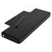 The Moto Iron® Black Battery Cover for Harley-Davidson Dyna 1997-2005 features a raised center ridge and two mounting holes, offering a sleek rectangular metal design for your Dyna.
