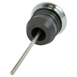 The Moto Iron® Oil Dipstick With Gauge for Harley-Davidson Softail, Sportster, and Custom features a metal analog thermometer with a round Fahrenheit dial (50–350°F) and probe—ideal for checking oil temperature.