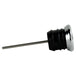 The Moto Iron® Oil Dipstick With Gauge for Harley-Davidson Softail, Sportster, and Custom features a metal analog thermometer with a round Fahrenheit dial (50–350°F) and probe—ideal for checking oil temperature.