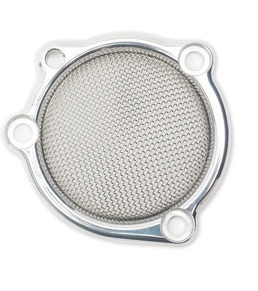 A slim Prism Supply Bristol Breather - CV Polished mesh filter cover on a white background.