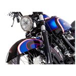 Two unpainted Drag Specialties Fat Bob Fuel Tanks (3-1/2 Gallon) for Harley-Davidson Big Twin 1936-1984, plus mounting hardware (bolts, washers, brackets), are displayed on a white background.