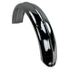 The Moto Iron® 5" Wide Raw Steel Ribbed Bobber Fender in chrome, slightly curved, shines brilliantly against a plain white background.