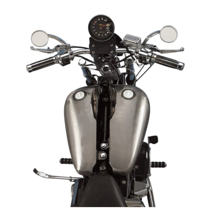 A pair of Fat Bob-style motorcycle exhausts with two holes in them.