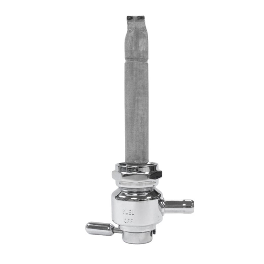 A stainless steel pipe with a Pingel Straight Fuel Valve - 22mm handle on it.