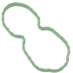 A green, oval-shaped Drag Specialties Fuel Pump Plate Gasket for Harley-Davidson Sportster and Softail is shown on a white background, featuring an inward curve on one side.