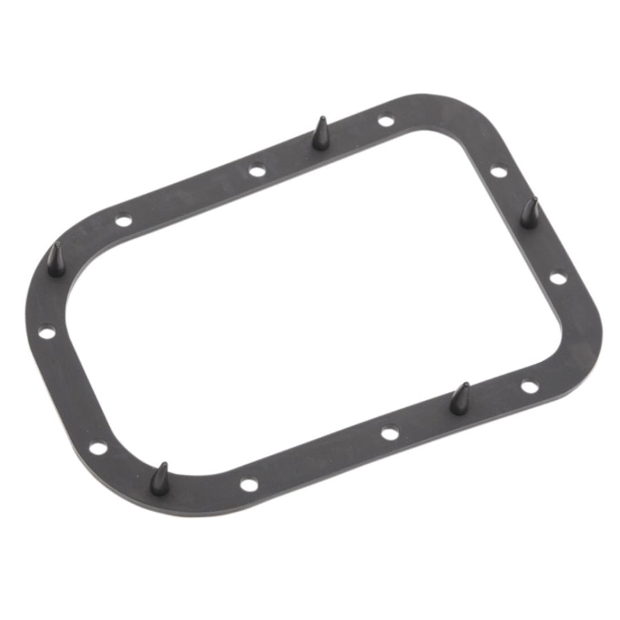A black Drag Specialties seal gasket for the Fuel Pump Door - 02-17 Softail on a white background.