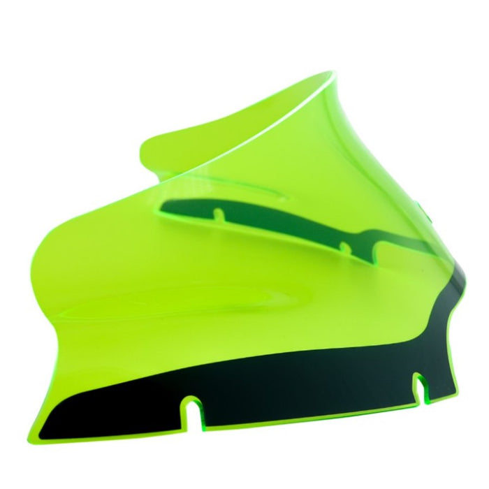 Neon green Klockwerks acrylic napkin holder with a modern, wave-like design, isolated on a white background.