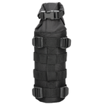 The Nelson-Rigg Trails End Bottle Holder is a black roll-top utility pouch with multiple straps and buckles, designed for secure fuel bottle storage and attachment on your motorcycle rides.