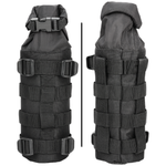 The Nelson-Rigg Trails End Bottle Holder is a black roll-top utility pouch with multiple straps and buckles, designed for secure fuel bottle storage and attachment on your motorcycle rides.