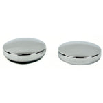 Wyatt Gatling Fuel Cap Set for 1965-1982 Harley-Davidson, featuring vented and non-vented round metal bayonet-style caps with black rubber gaskets and silver locking levers—perfect for your classic bike.