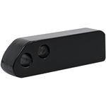 The Memphis Shades Headlight Extension Block MEB9883 is a black rectangular metal block with durable construction, featuring two round holes and a beveled edge on one end.