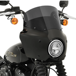 A black 2018-2026 Harley-Davidson Street Bob with a Memphis Shades Road Warrior Fairing in matte black; "M8 FXBB" is boldly displayed on the right.