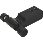 The Memphis Shades Headlight Extension Block MEB9888 is a black metal block with two cylindrical side extensions and dual top threaded holes, designed for use with Memphis Shades fairing. Shown against a white background.