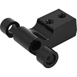 The TC Bros. Memphis Shades Headlight Extension Block MEB9887 is a black metal mounting bracket with two threaded holes, a rectangular base, and three cylindrical extensions for use as a headlight extension block and fairing mount.