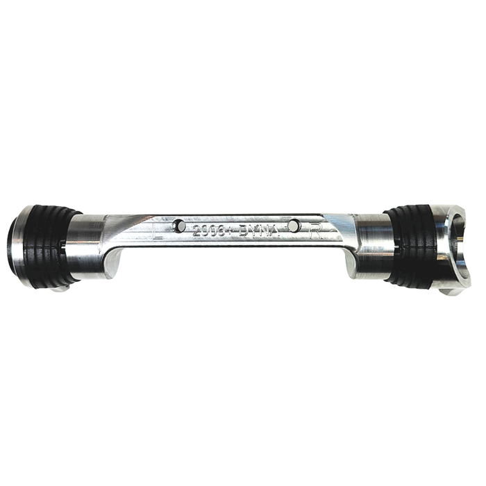 Vulgar USA Freestyle Front Motor Mount for 2006-2017 Harley-Davidson Dyna, featuring a CNC aluminum design, black rubber bushings, and “2006+ DYNA” engraved on the center bar.