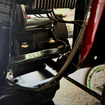 Vulgar USA Freestyle Front Motor Mount for 2006-2017 Harley-Davidson Dyna, featuring a CNC aluminum design, black rubber bushings, and “2006+ DYNA” engraved on the center bar.