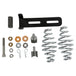 The TC Bros. Solo Seat Mounting Kit by TC Bros. includes springs, washers, bolts, nuts, cotter pins, and a black slotted bracket—ideal for mounting a chopper sprung or solo seat. All components are shown on a white background.