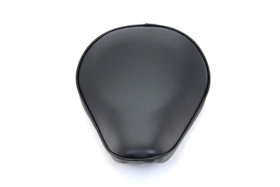 A high quality Corbin Gentry Black Smooth Vinyl Solo Seat for Choppers and Bobbers on a steel seat pan, set against a white background.