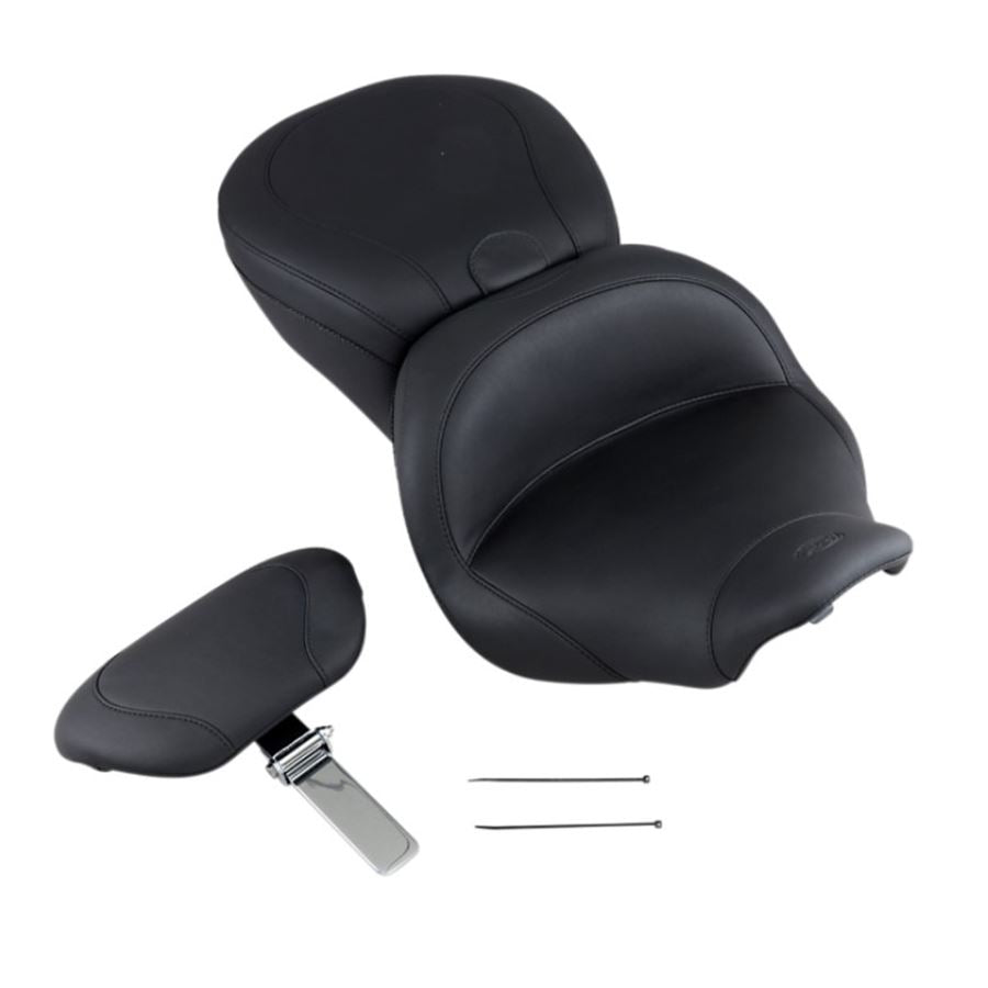Mustang Lowdown Seat with Driver Backrest - Plain - FLHR &