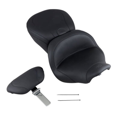 Mustang Lowdown Seat with Driver Backrest - Plain - FLHR '97-'07.